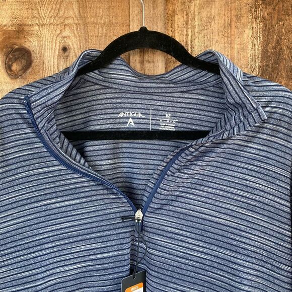 Antigua Men’s Capacity 1/4 Zip Striped Pullover Long Sleeve Shirt - Picture 5 of 6